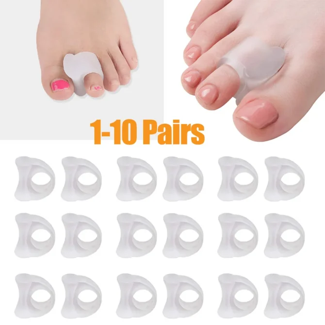Silicone Toes Separator Bunion Adjuster Outer Foot Care Tools Hallux Valgus Corrector 1-10 Pairs - Image 2