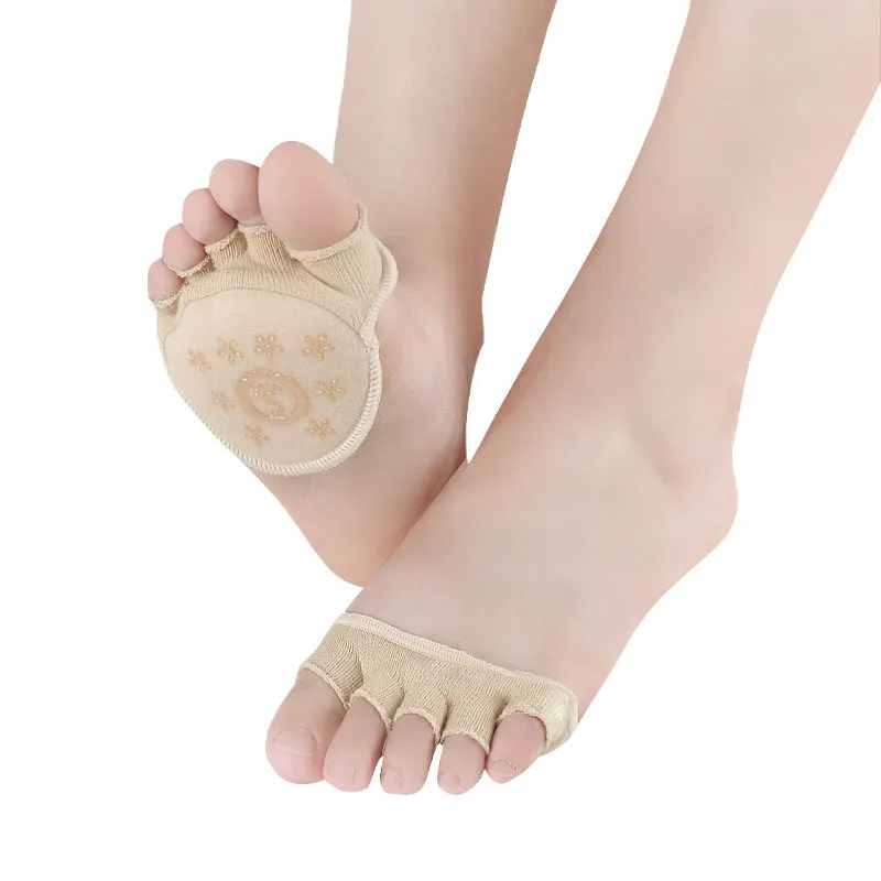 2Pcs=1Pair Toe Separator Foot Care Half Insoles Five Finger Socks Pads Bunion Sleeve Protector Hallux Valgus Forefoot For Women