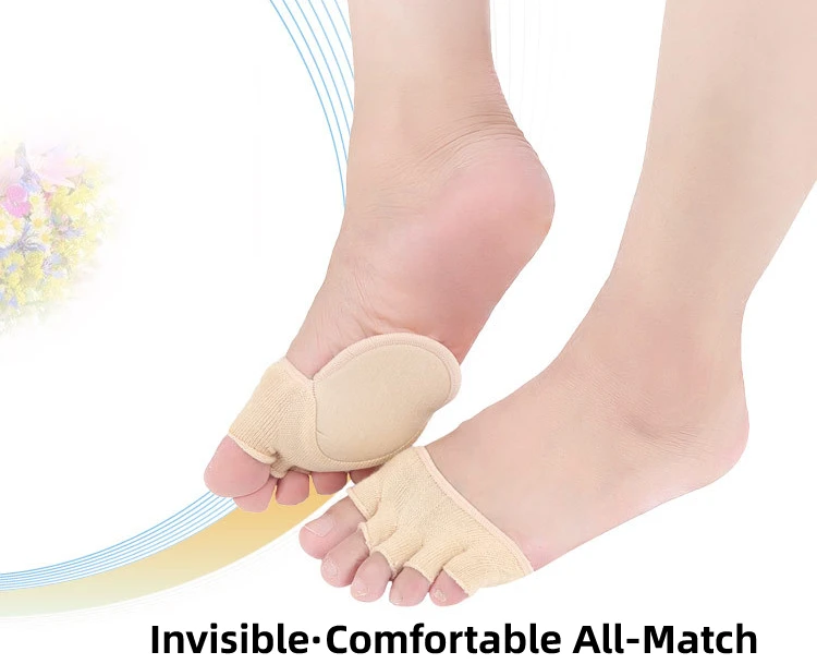 2Pcs=1Pair Toe Separator Foot Care Half Insoles Five Finger Socks Pads Bunion Sleeve Protector Hallux Valgus Forefoot For Women